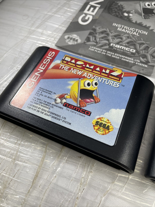 Pac Man 2 & Ms Pac Man With Manuals Lot Of 2 Sega Genesis Loose Games Tested