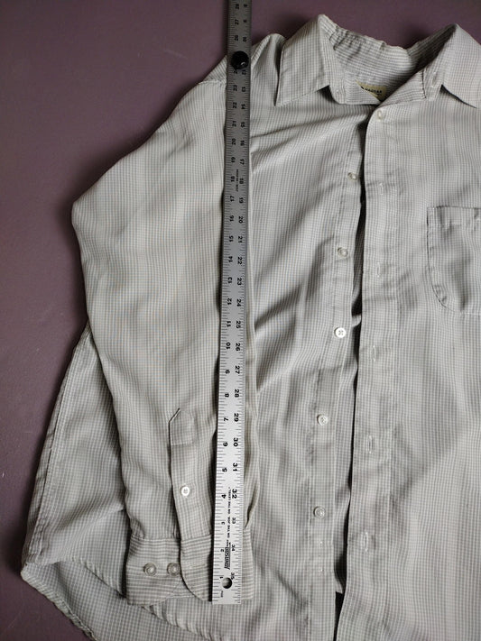 Radar Shirt Mens Large Gray Green Check Button Down Long Sleeve Casual Dress