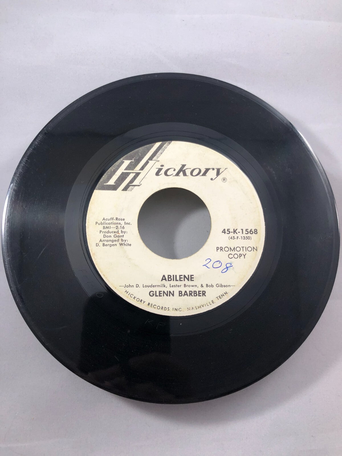 Glenn Barber 45rpm Poison Red Berries - Abilene Promo Copy 45-K-1568