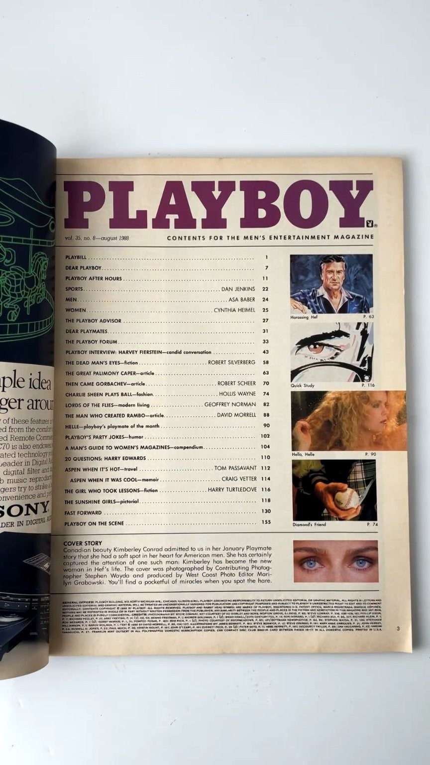 Playboy August 1988 Kimberley Conrad Cover Gorbachev Interview