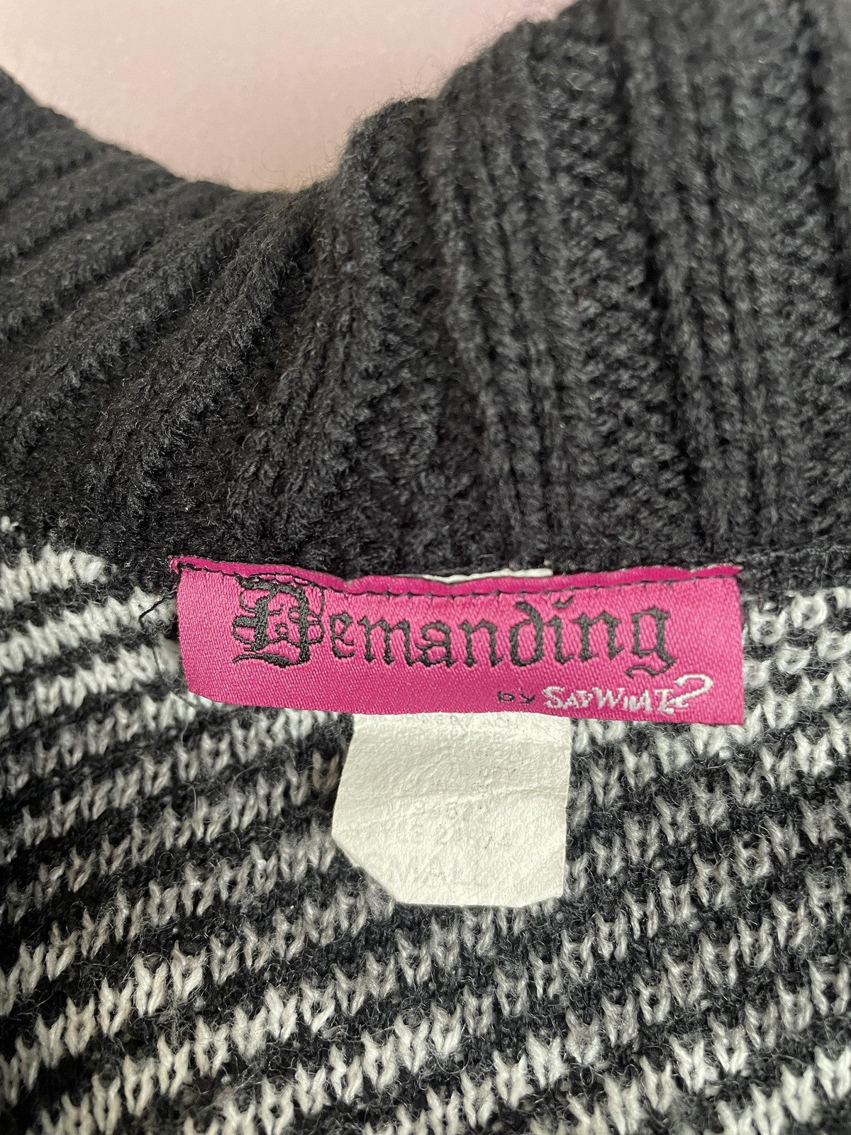 Say What Demanding Sweater Dress Womens Small Black White Cowl Neck Belted