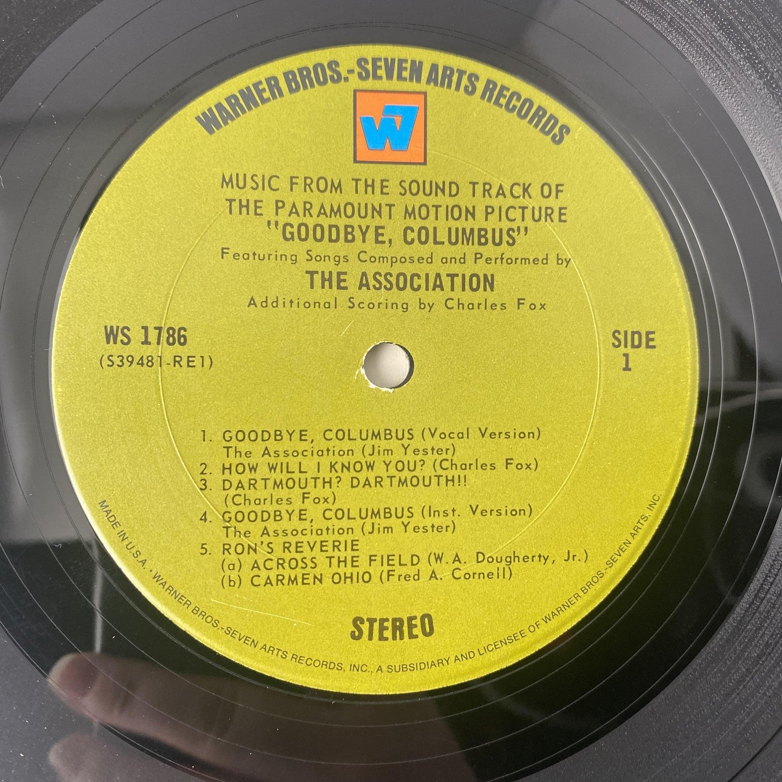 Vintage The Association Goodbye Columbus 12" Black Vinyl LP 1969 Warner OST Pop