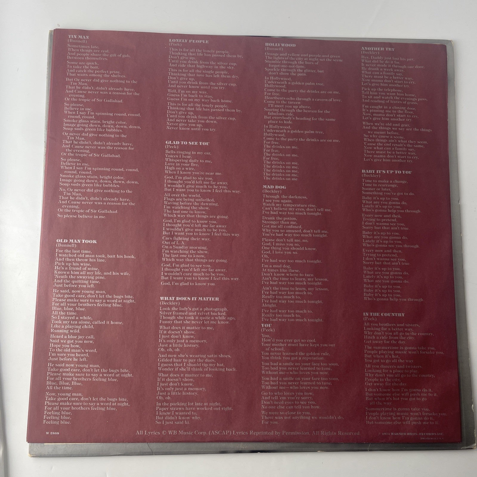 America - Holiday -1974 W2808 Warner Bros Rock Vinyl LP Record Album