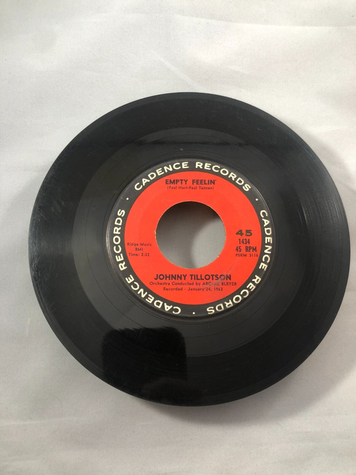 JOHNNY TILLOTSON  45 Cadence 1960'S  POP  funny time slips  FIRST PRESS  G