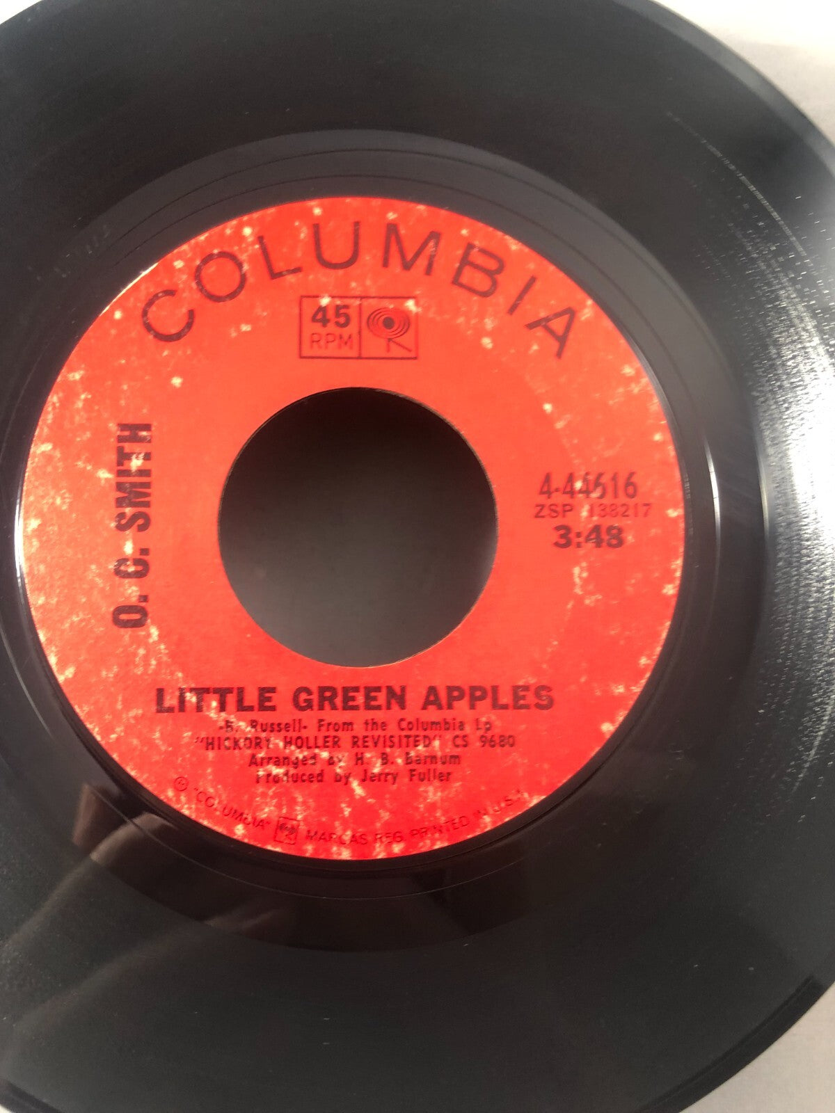 O.C. SMITH 45RPM LONG BLACK LIMOUSINE/LITTLE GREEN APPLES COLUMBIA RECORDS VG