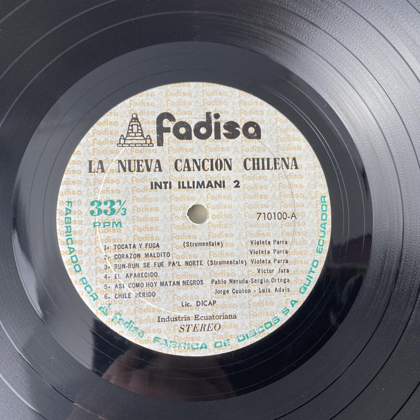 Vintage Inti Illimani 2 La Nueva Cancion Chilena 12" Vinyl LP 1973 Fadisa Folk
