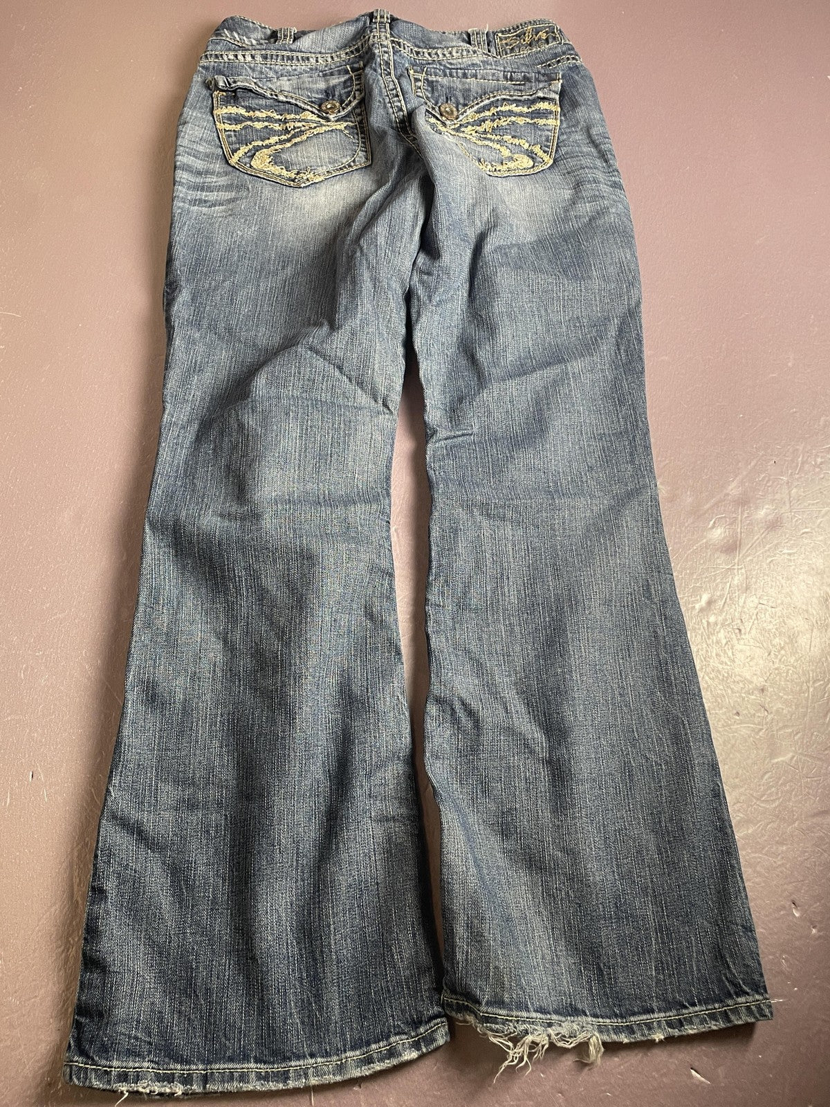 Silver Jeans Co Jeans Womens W30/L30 Blue Suki Surplus Flare Distressed Denim