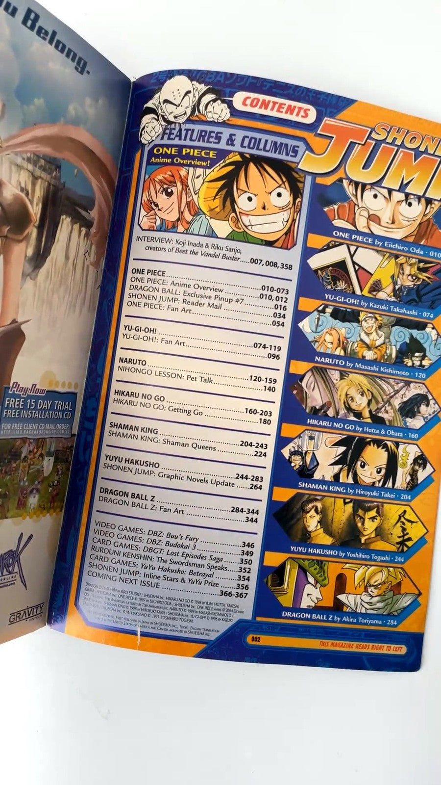 Shonen Jump November 2004 No. 23 Naruto Yu-Gi-Oh! One Piece Anime NO CARD