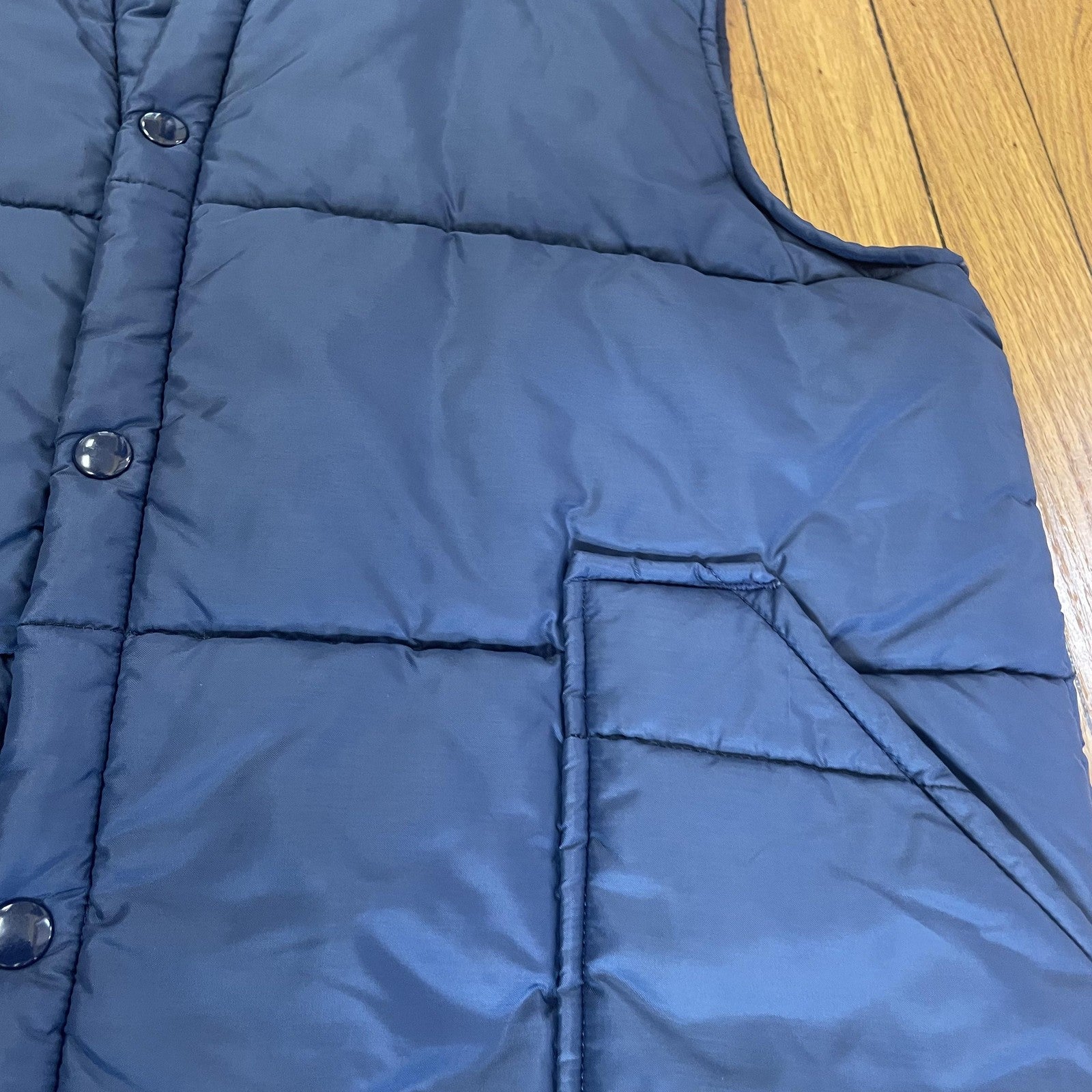 Vintage Swingster Vest Mens Large Blue Quilted Puffer Sleeveless Outdoor 80s USA
