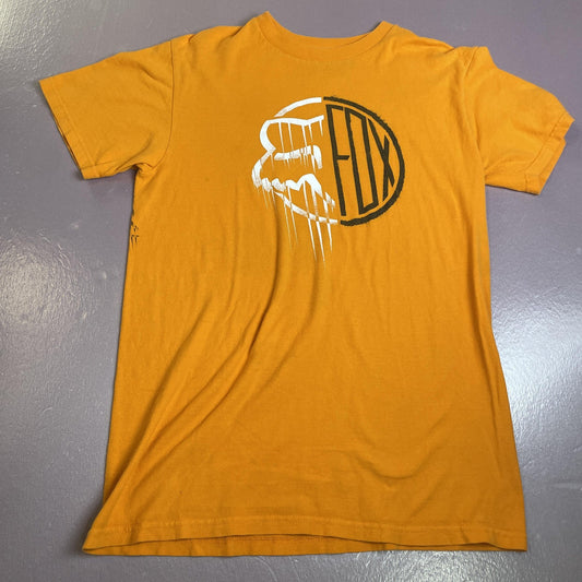 Fox Racing Moto Shirt Mens Small Orange Graphic Drip Logo Short Sleeve Cotton