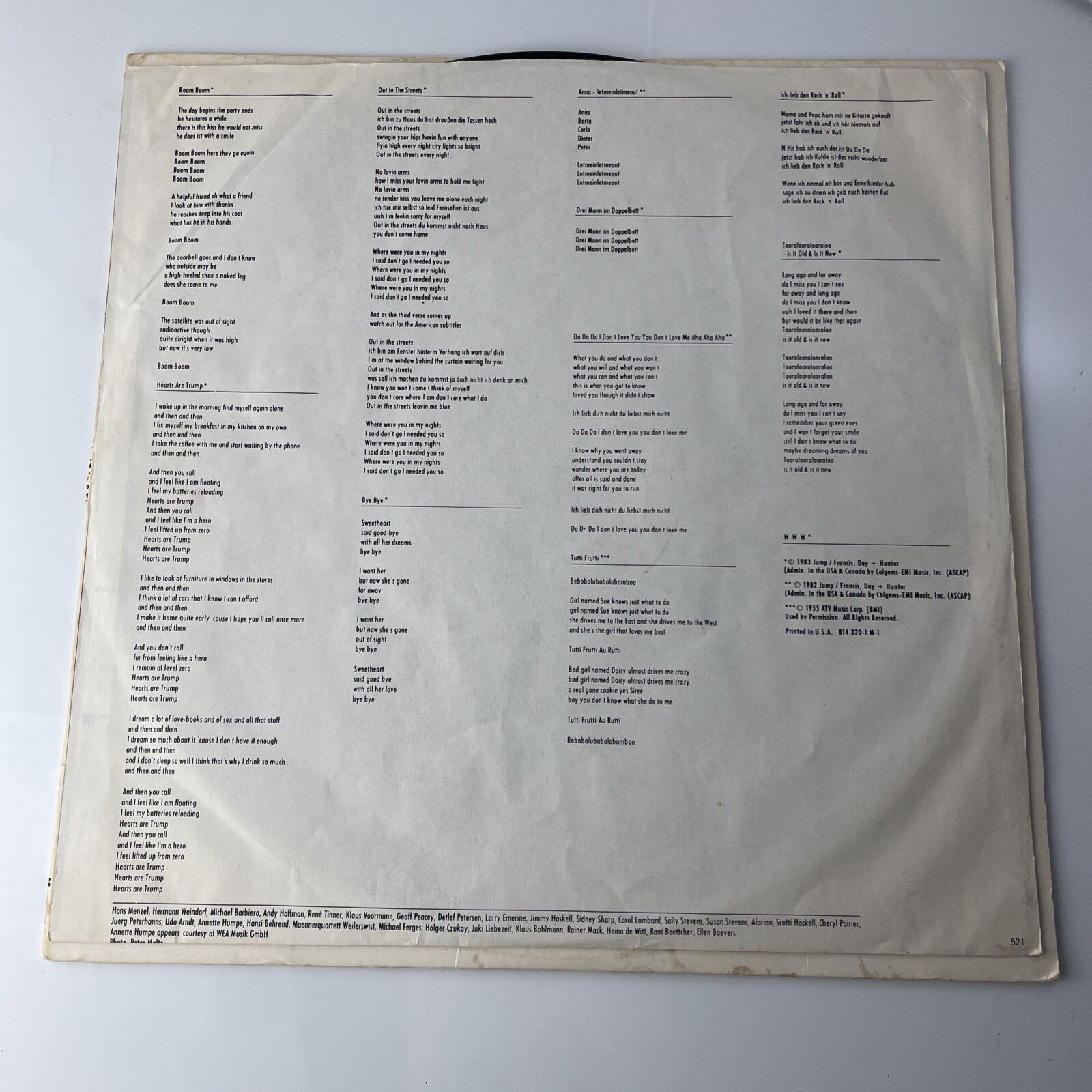 Trio - Trio and Error LP. 814 320-1. Mercury.  1983. VG vinyl -nice Rare Vintage