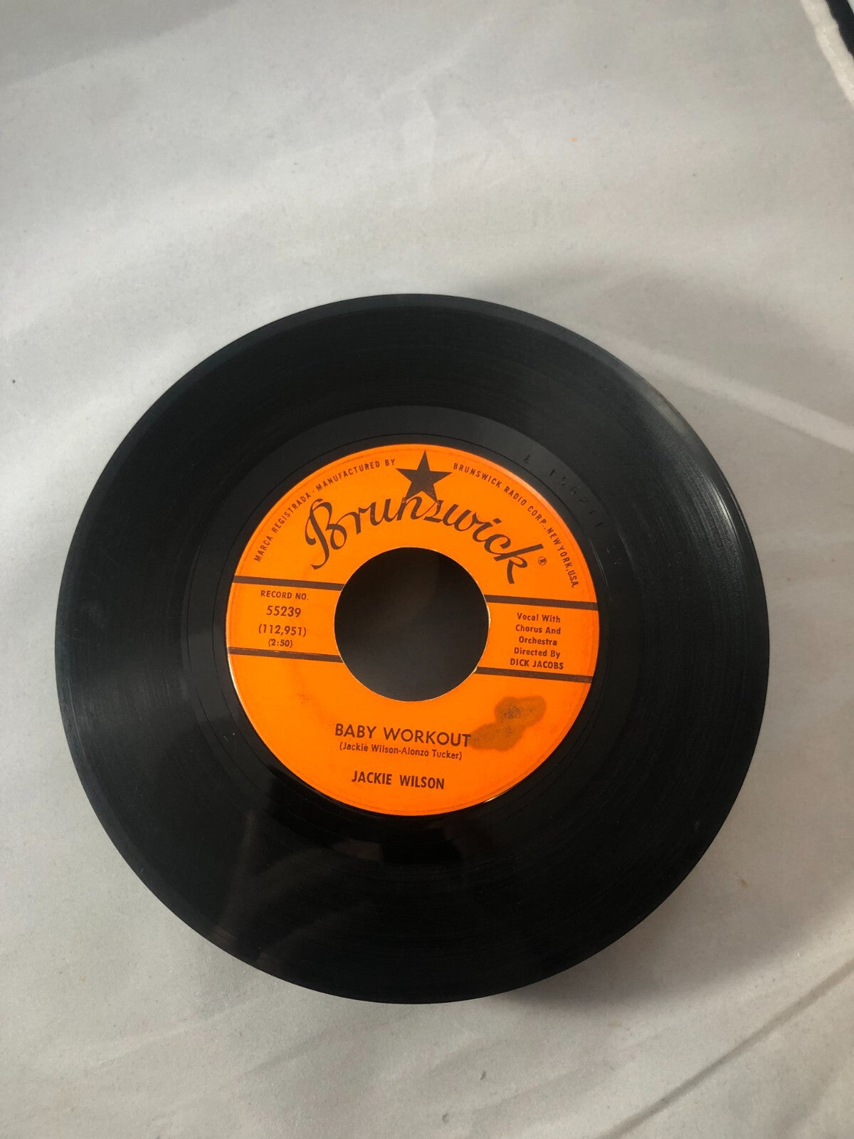 Jackie Wilson 45 RPM Brunswick Baby Workout  I’m Going Crazy 1963 G+