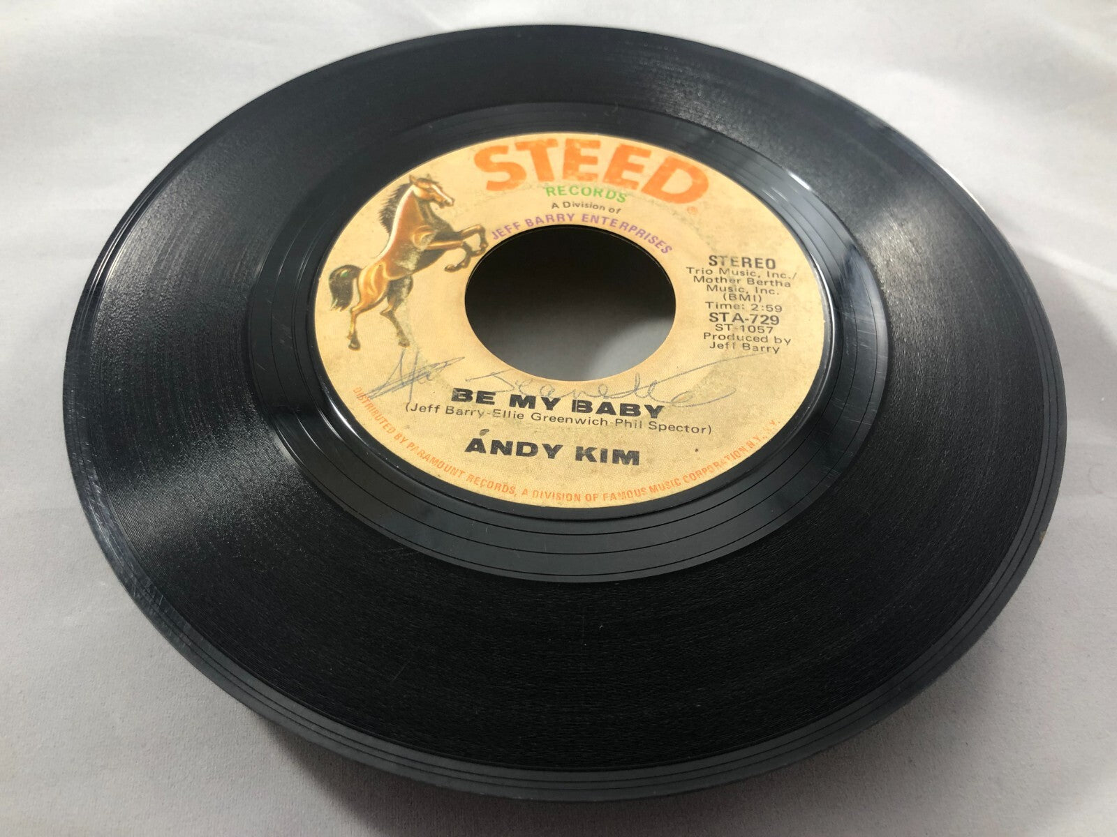 Andy Kim 45 RPM - Be My Baby / Love That Little Woman - Steed STA-739. 1970 VG+