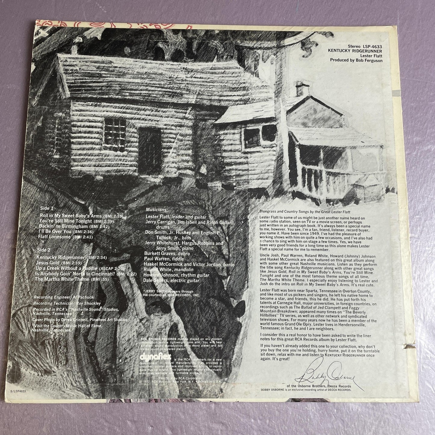 Vintage Lester Flatt Kentucky Ridgerunner 12" Vinyl LP 1969 RCA Victor Country