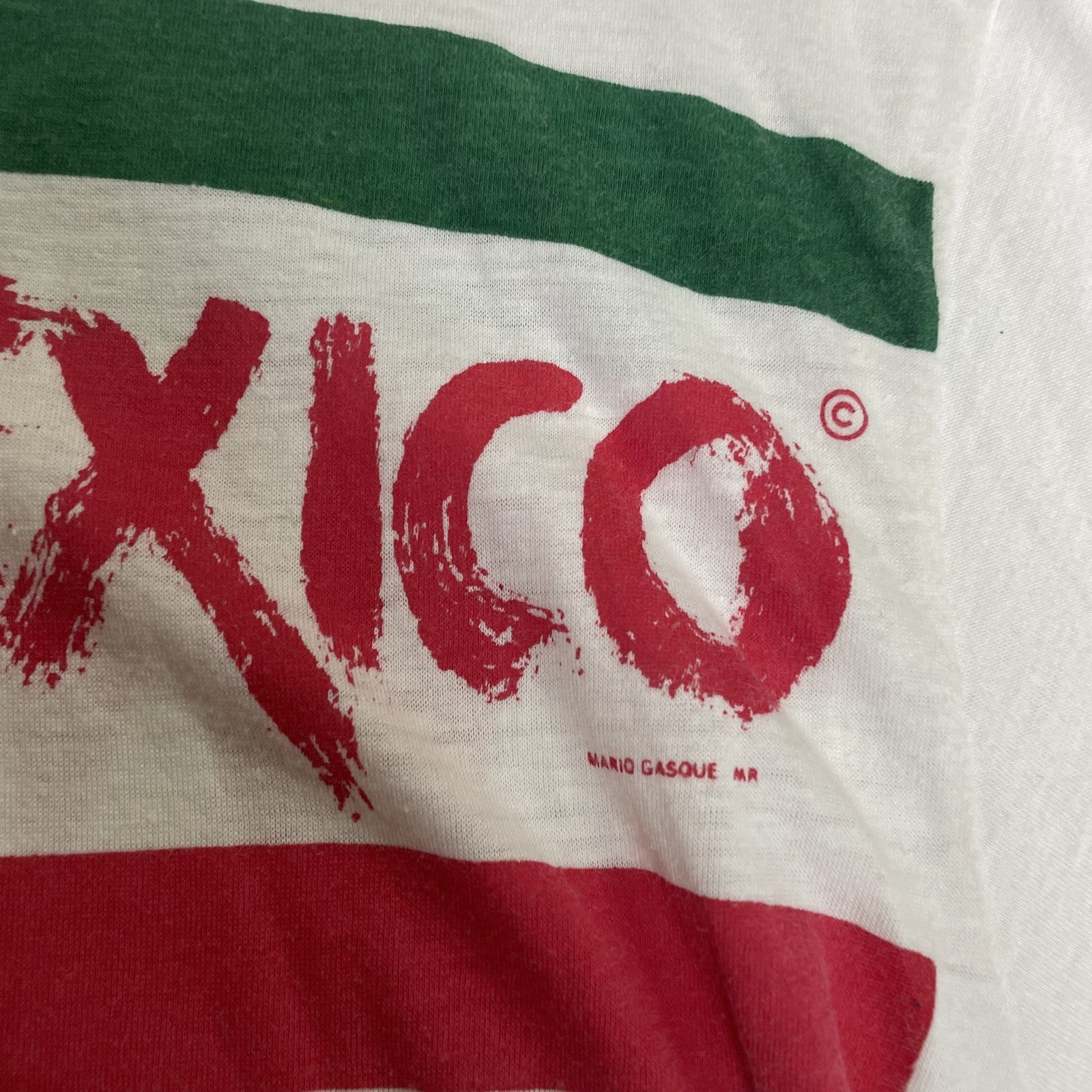 Vintage Viva Mexico Shirt Mens Large Mario Gasque Graphic Tee 90s Mexican Flag