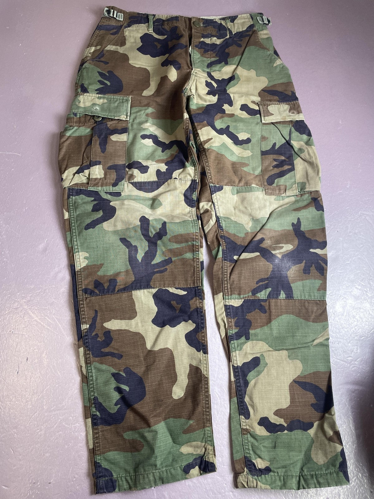 Camo BDU Pants Mens 31x30 Green Woodland Cargo Military Ripstop Army Workwear