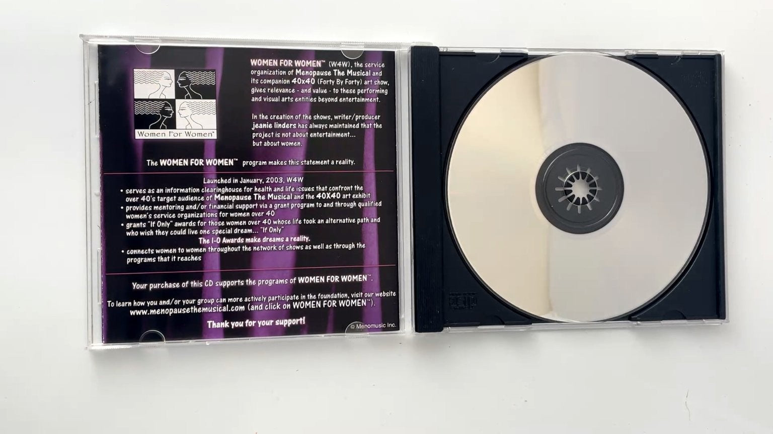 Menopause The Musical CD 2003 Women For Women Comedy Musical Menomusic