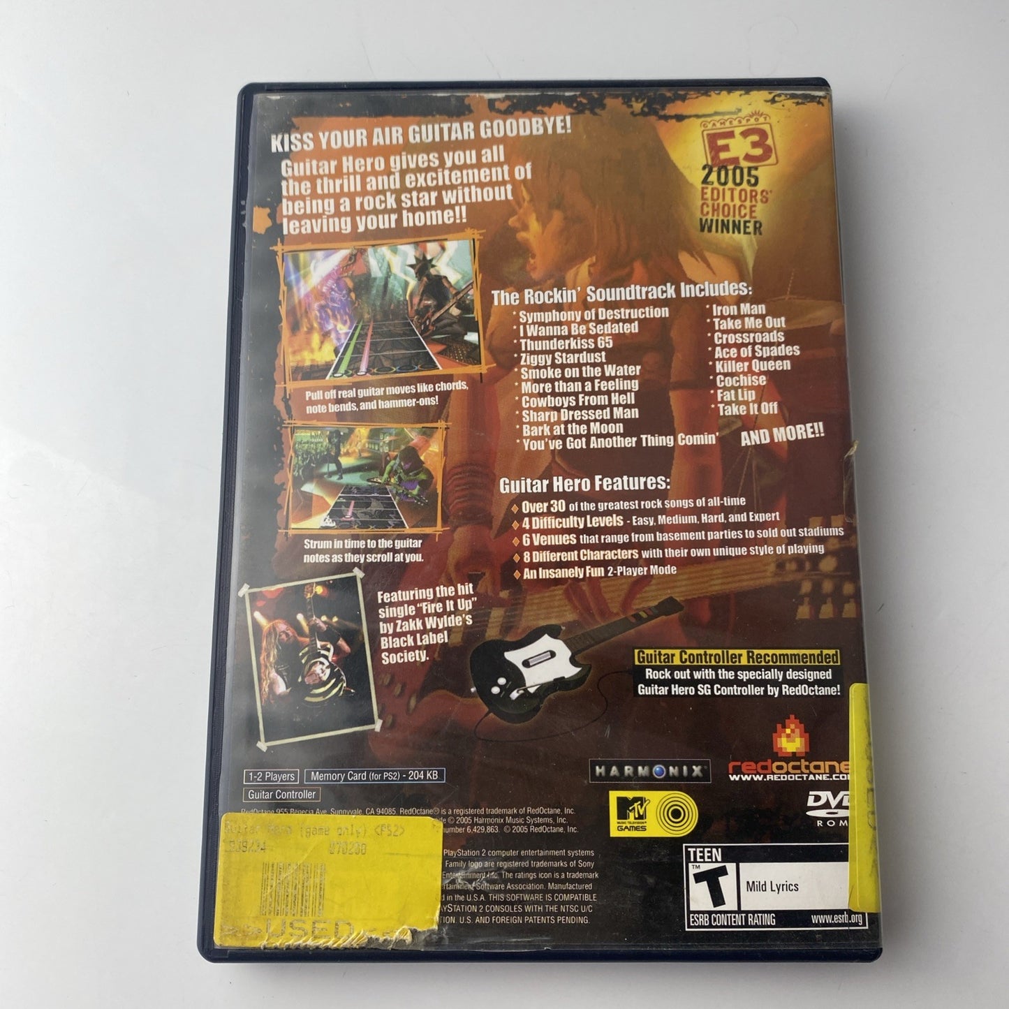 Guitar Hero 1 (PS2 PlayStation 2, 2006) Black Label Tested + Working