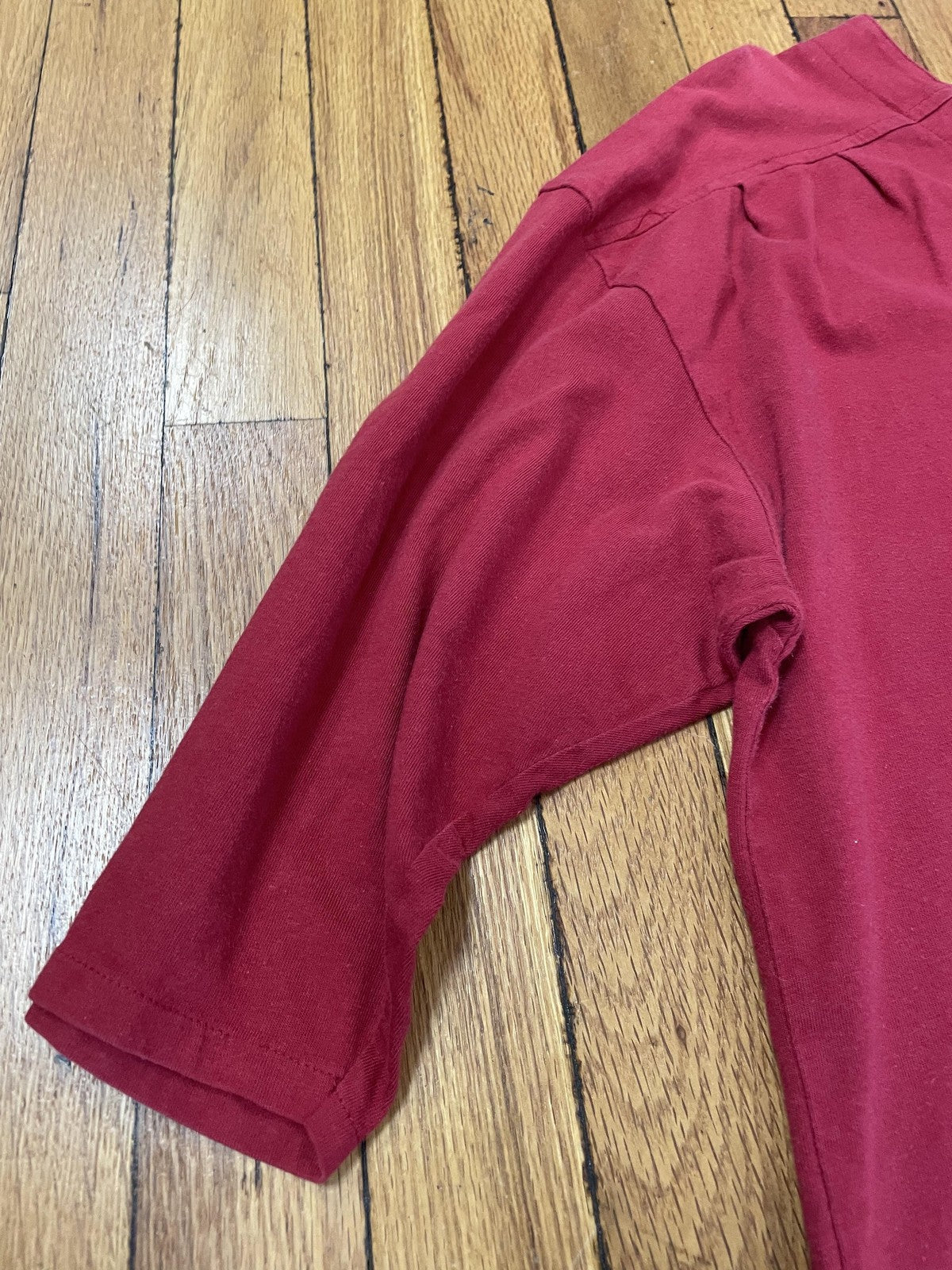 Maggie Lawrence Sport Shirt Womens Large Red Knit Button Front 3/4 Sleeve