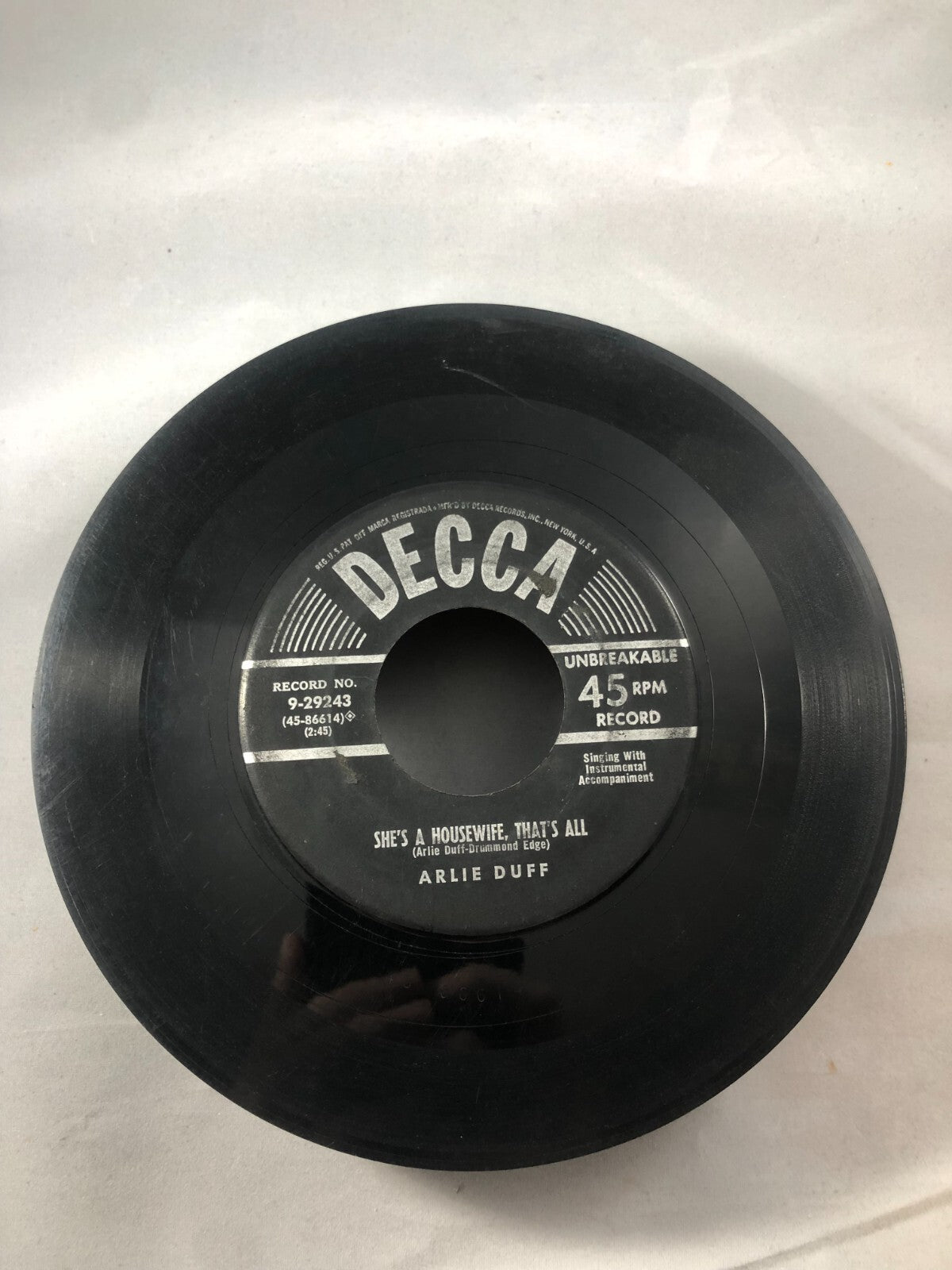 '54 Hillbilly Bopper 45 ARLIE DUFF Courtin' In The Rain DECCA  G