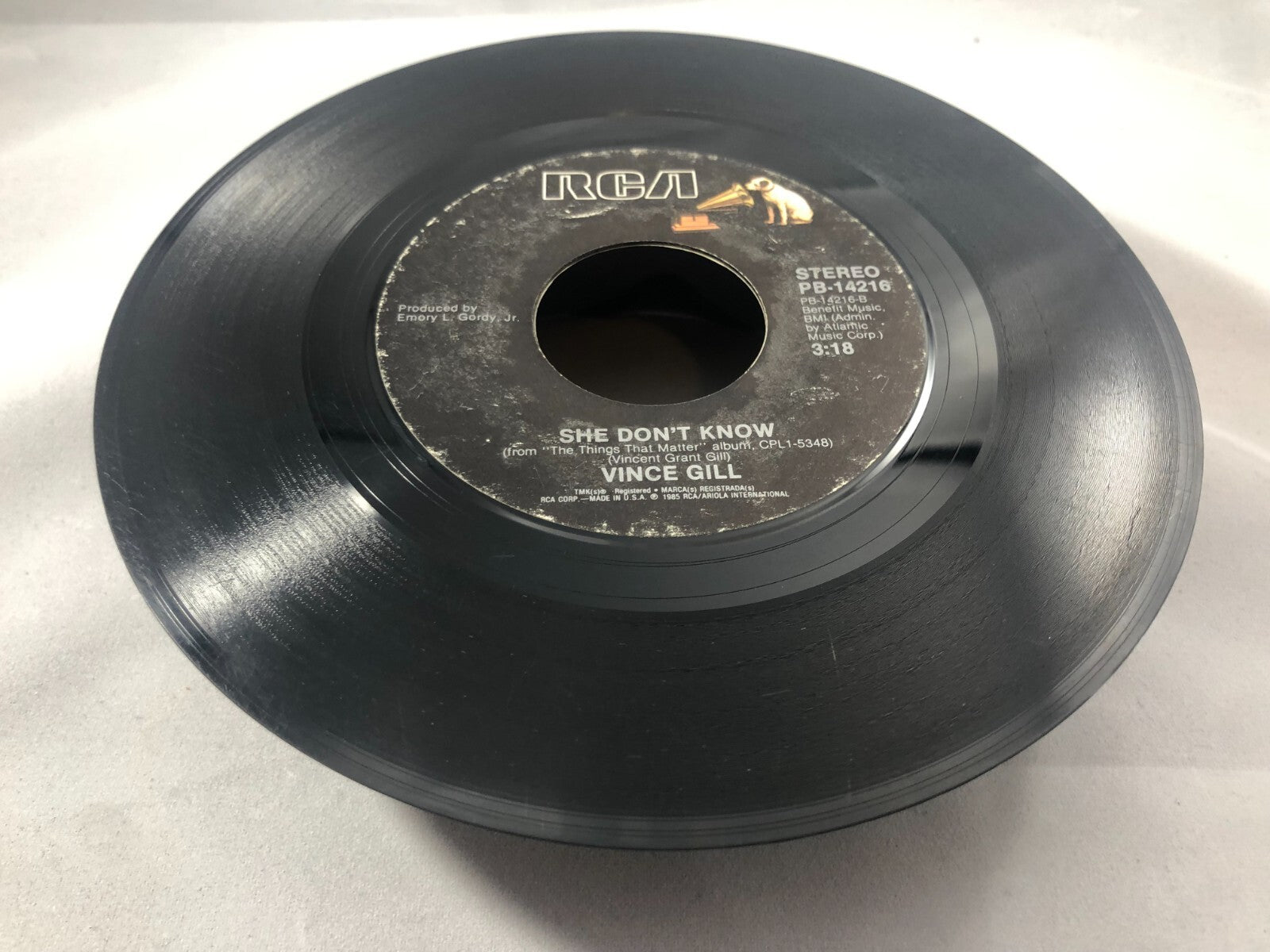Vince Gill Oklahoma Borderline / She Don't Know Record 45 RPM Vinyl G
