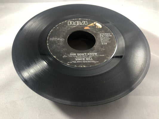 Vince Gill Oklahoma Borderline / She Don't Know Record 45 RPM Vinyl G