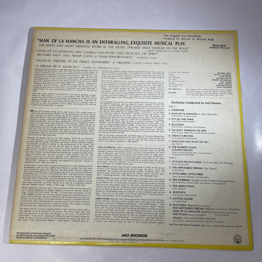 Man of La Mancha Original Cast Vinyl Record LP Vintage Very Good Condition