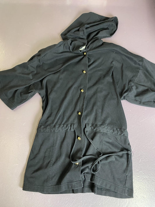 Vintage Wearabouts Cover Up Womens One Size Black Hooded Drawstring Beach 90s