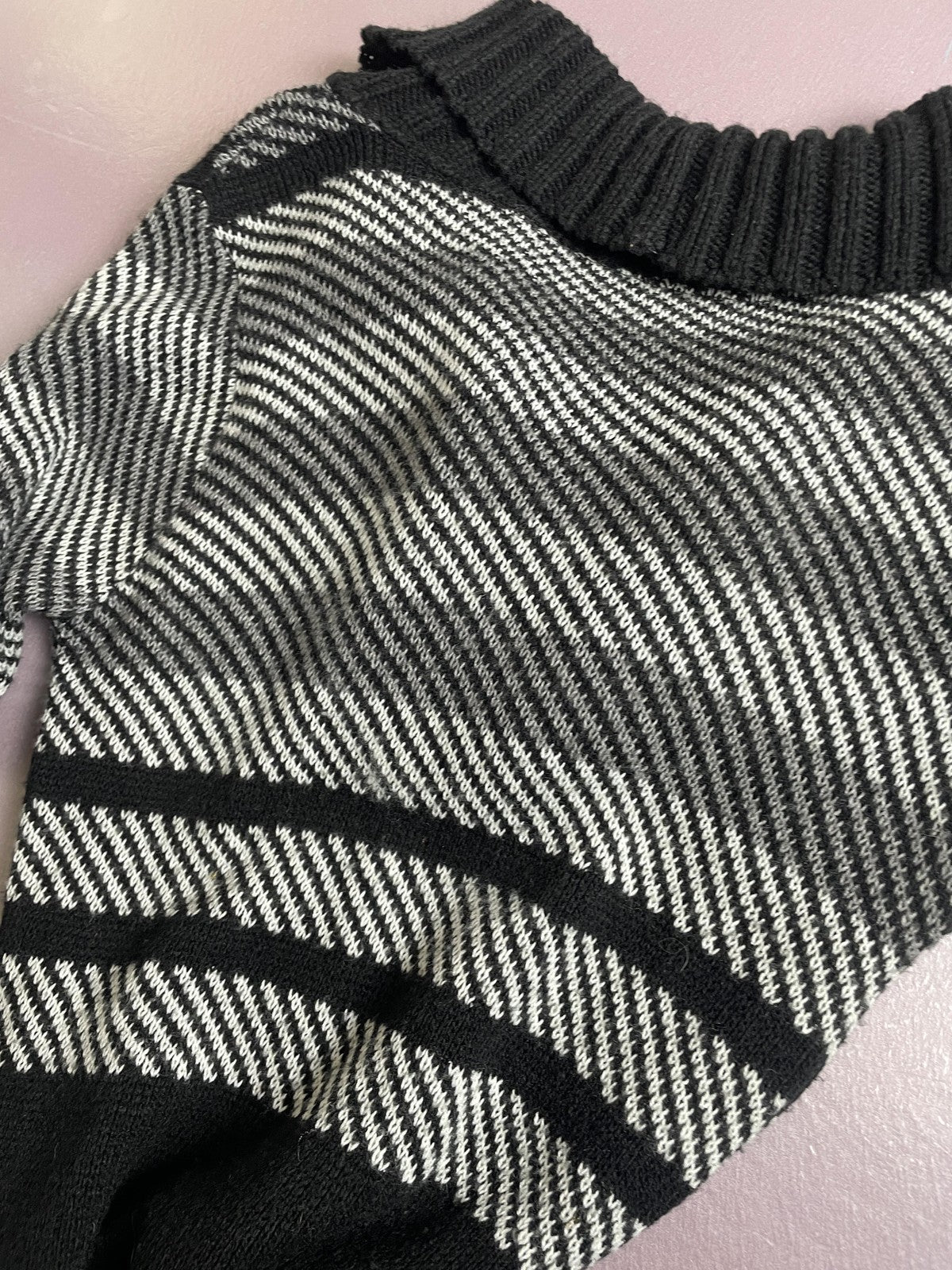 Say What Demanding Sweater Dress Womens Small Black White Cowl Neck Belted