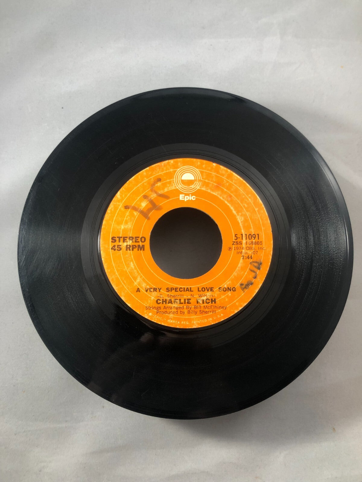 Charlie Rich 45 RPM Record-A Very Special Love Song VG see pics