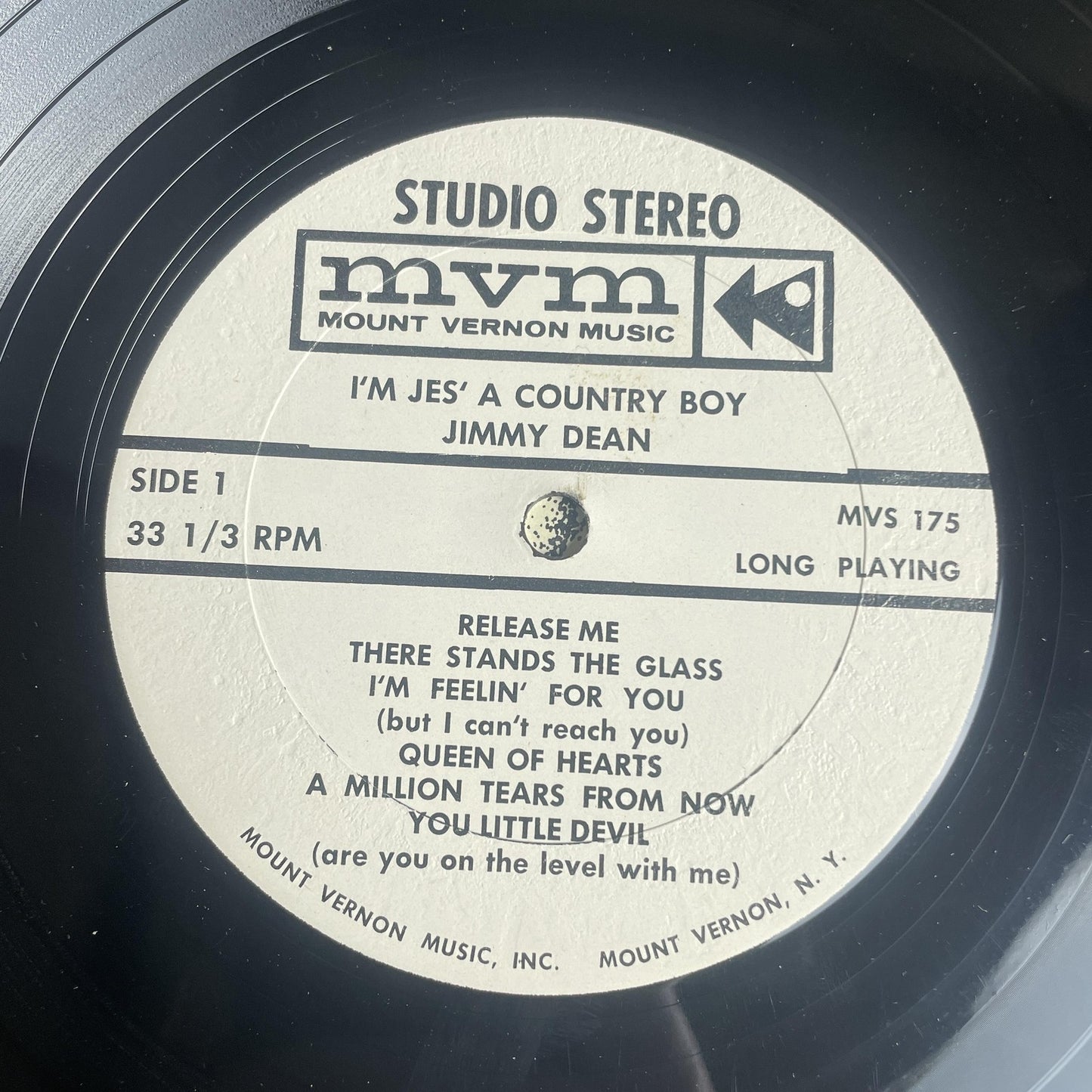 Vintage Jimmy Dean I'm Jes' A Country Boy 12" Black Vinyl LP MVM Country Album