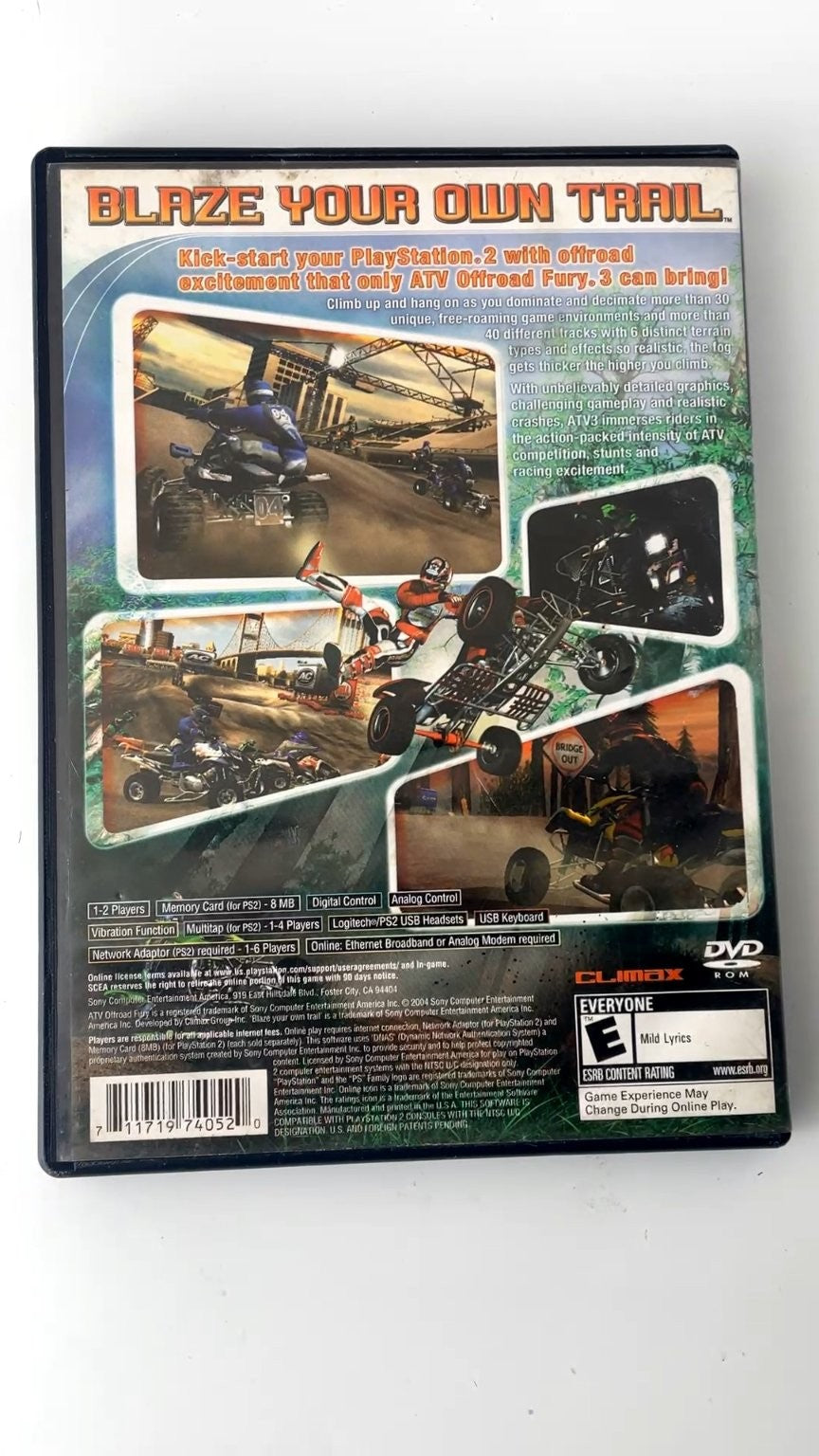 ATV Offroad Fury 3 PlayStation 2 Video Game Multiplayer Online