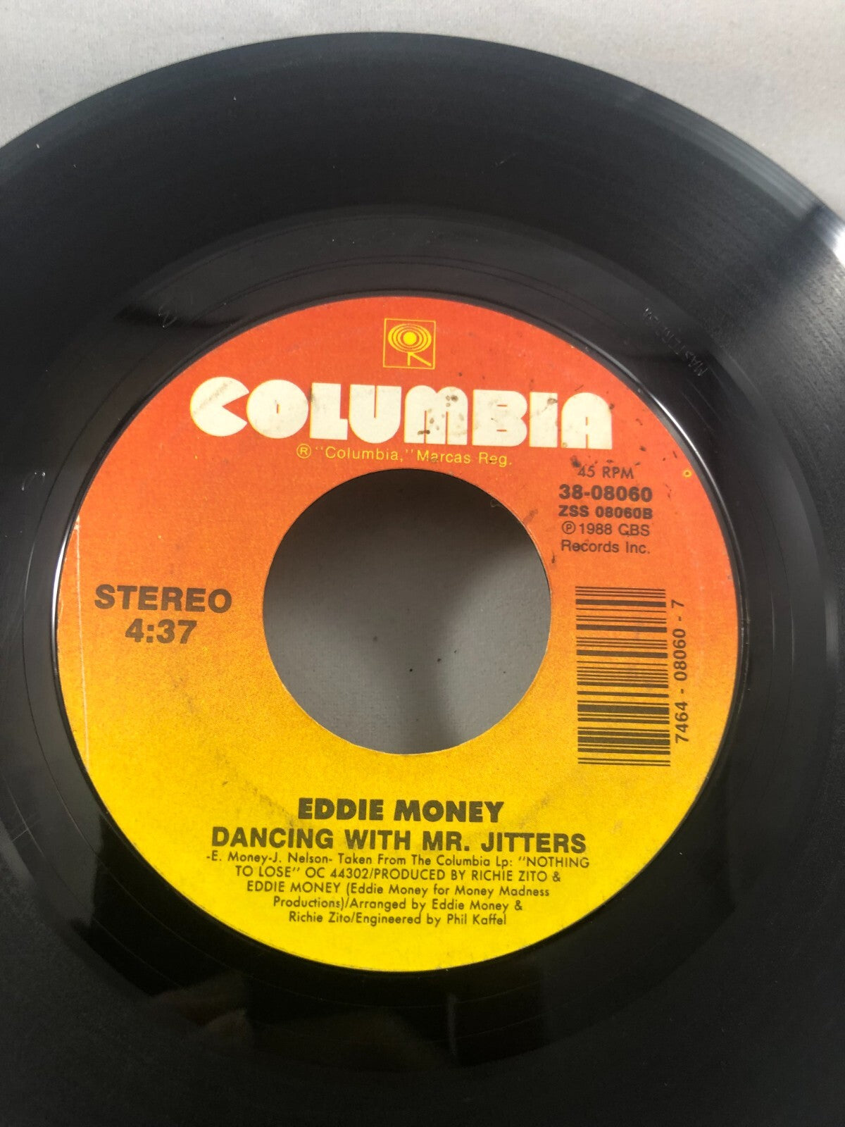 Eddie Money Walk On Water/Dancing With Mr. Jitters  45 Columbia￼ VG