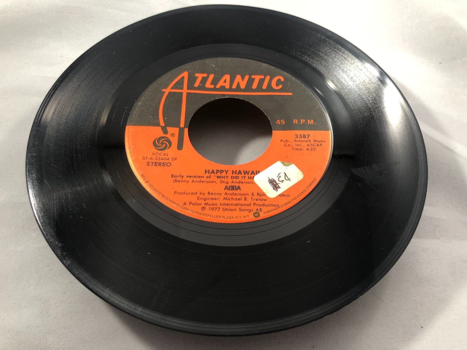 ABBA 7" 45 RPM "Knowing Me, Knowing You" & "Happy Hawaii" VG condition
