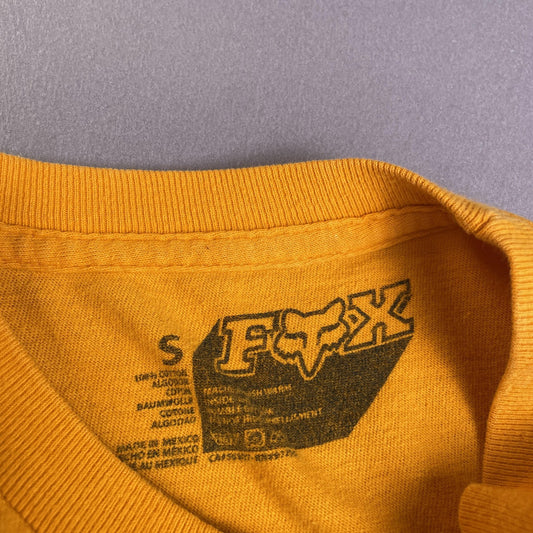 Fox Racing Moto Shirt Mens Small Orange Graphic Drip Logo Short Sleeve Cotton