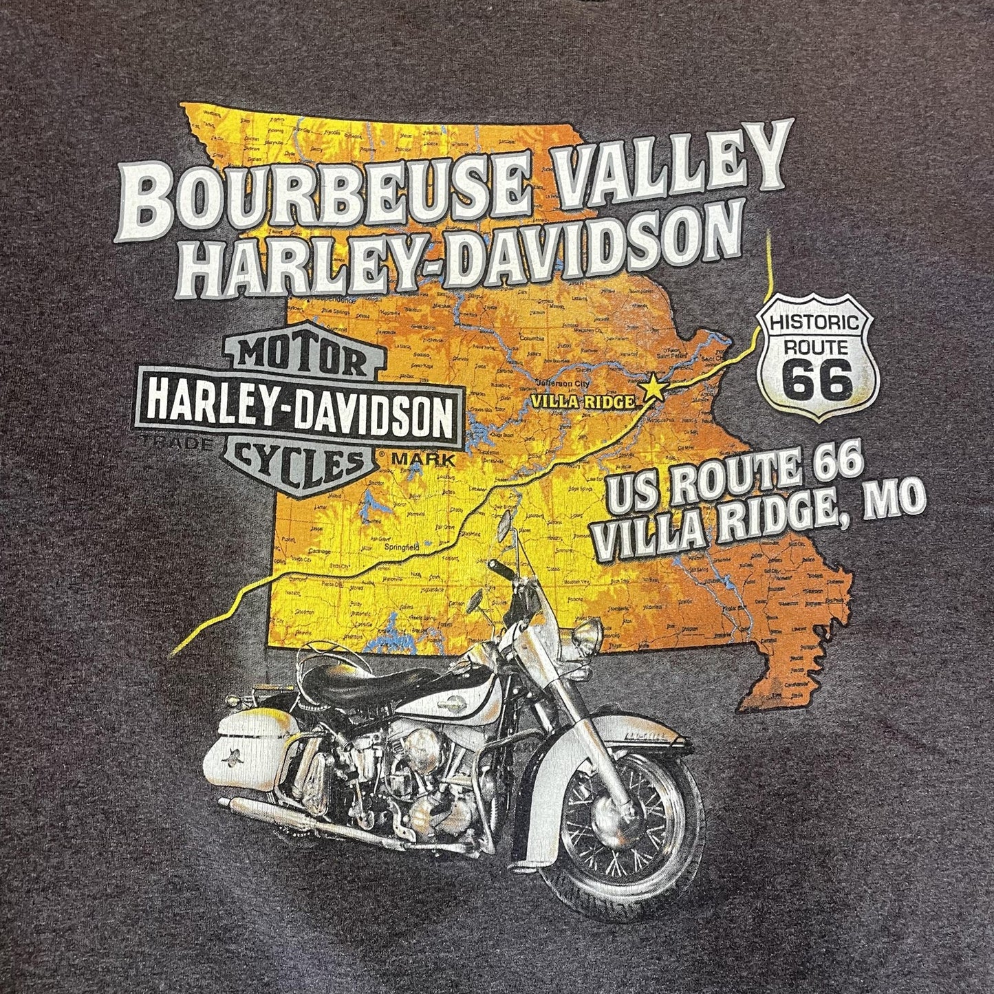 Harley-Davidson Shirt Mens 2XL Route 66 Bourbeuse Valley Eagle Motorcycle USA