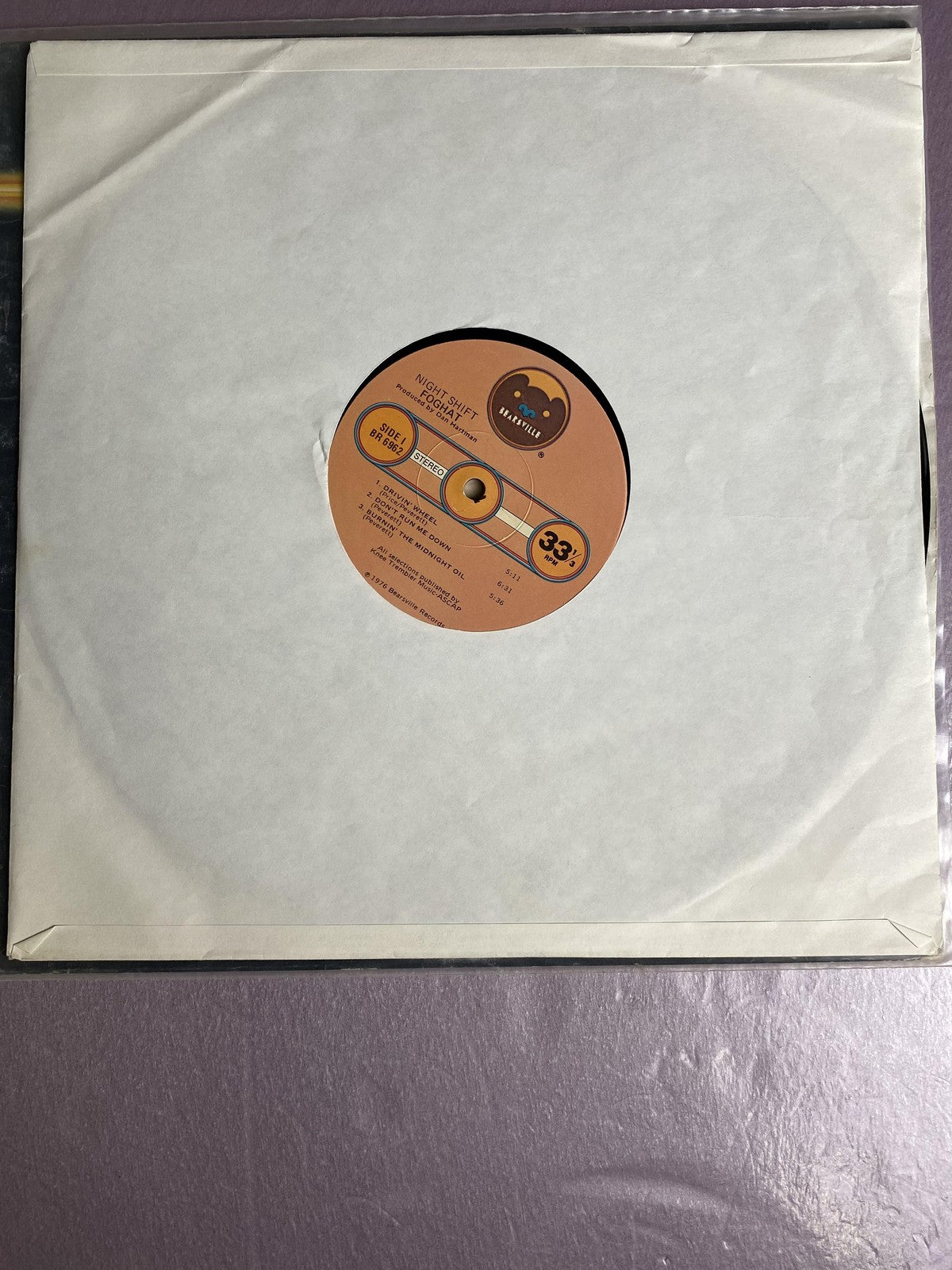 Vintage Foghat Night Shift 12in Black Vinyl LP 1976 Bearsville Blues Hard Rock