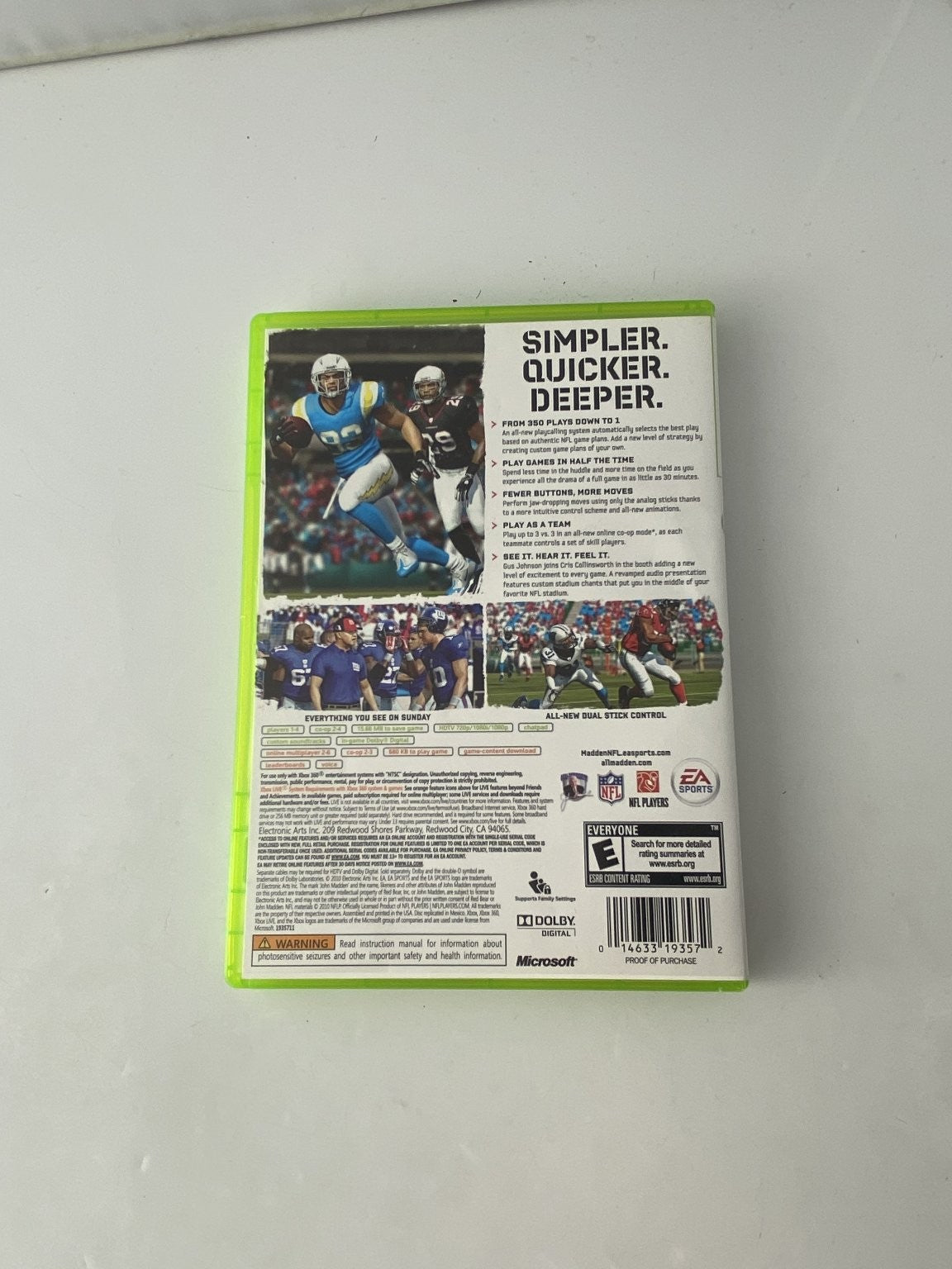 Madden NFL 11 Xbox 360 Video Game Football Sports Multiplayer