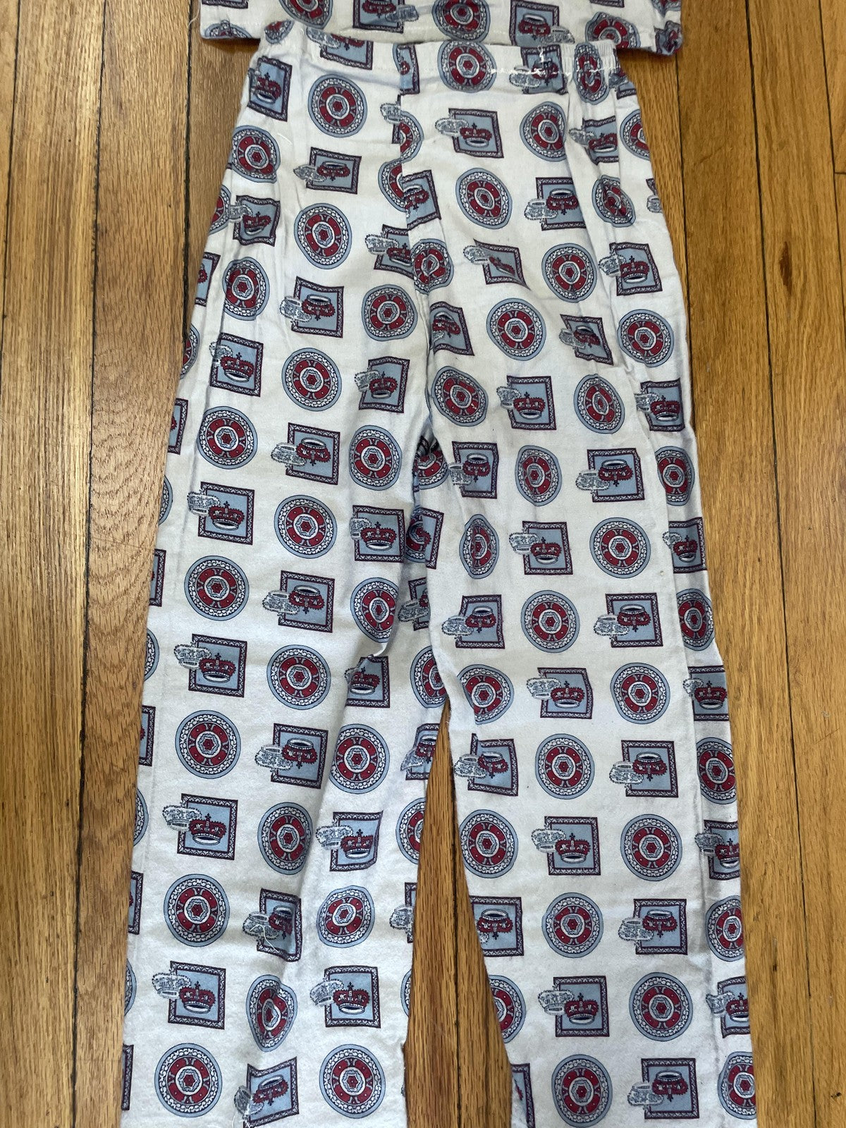 Vintage KenBarry Pajama Set Boys Medium Crown Print Button Up Sleepwear 60s