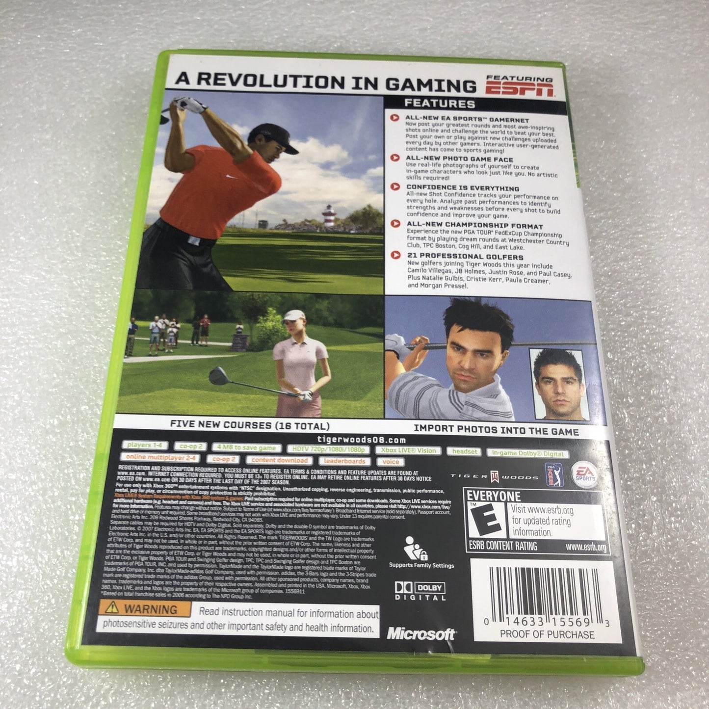 Tiger Woods PGA Tour 08 (Microsoft Xbox 360) NTSC GAME COMPLETE with MANUAL VG