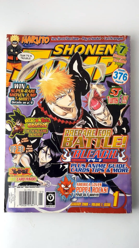 Shonen Jump January 2009 Volume 7 Issue 1 Naruto Bleach Manga NO CARD