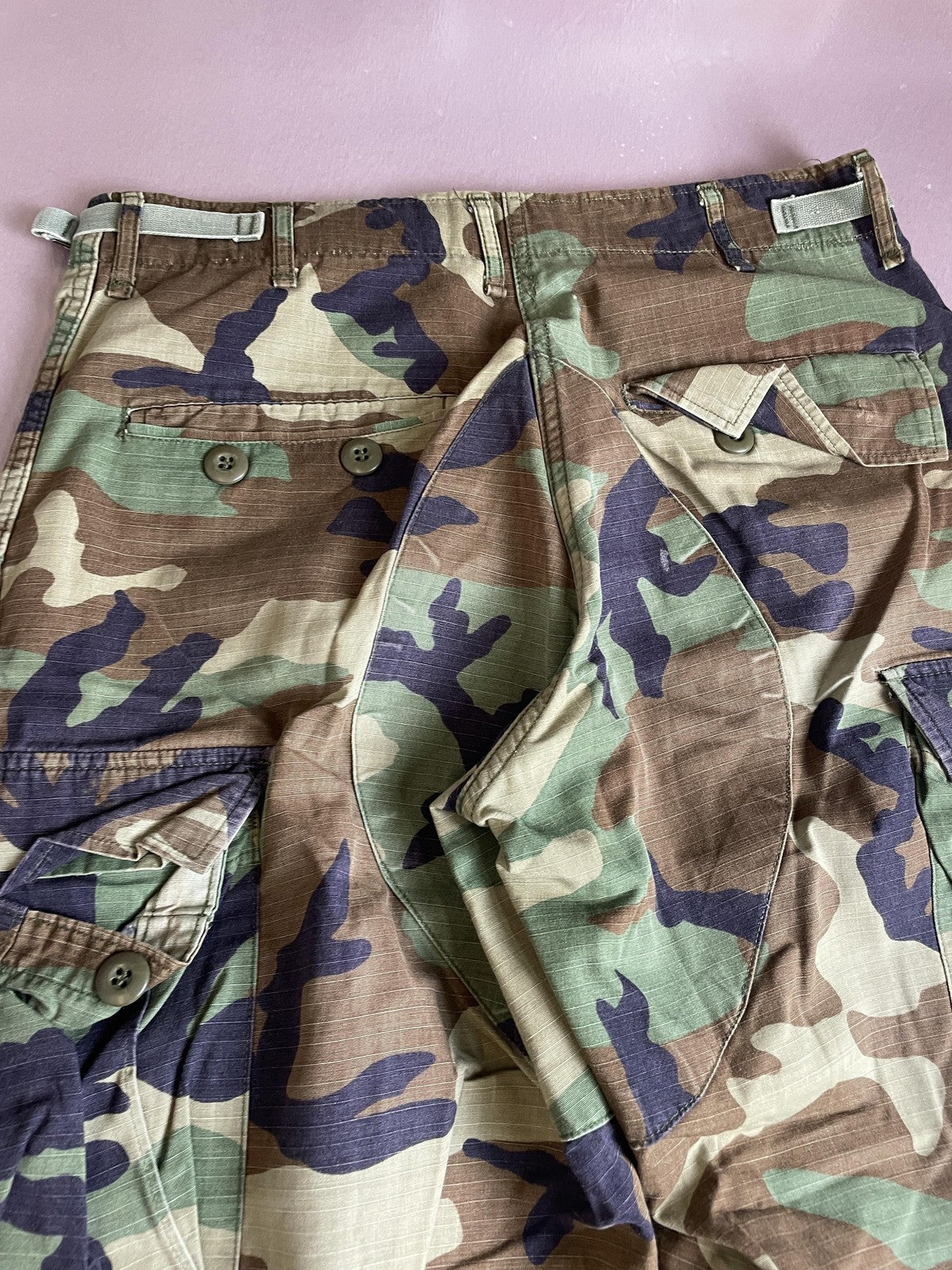 Camo BDU Pants Mens 31x30 Green Woodland Cargo Military Ripstop Army Workwear