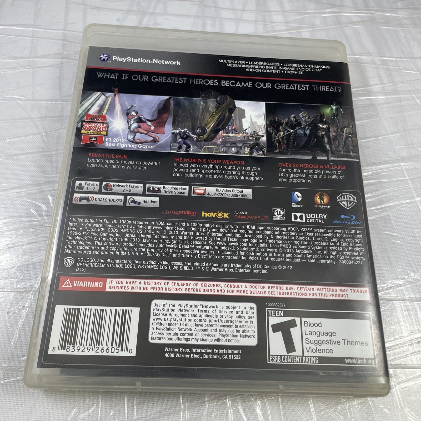 Injustice: Gods Among Us (Sony PlayStation 3) PS3 Game with Manual - Complete!