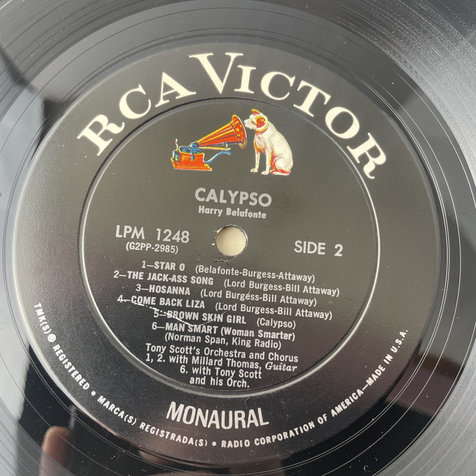 Harry Belafonte Calypso 1956 RCA Victor LPM-1248 Mono  Vinyl is VG