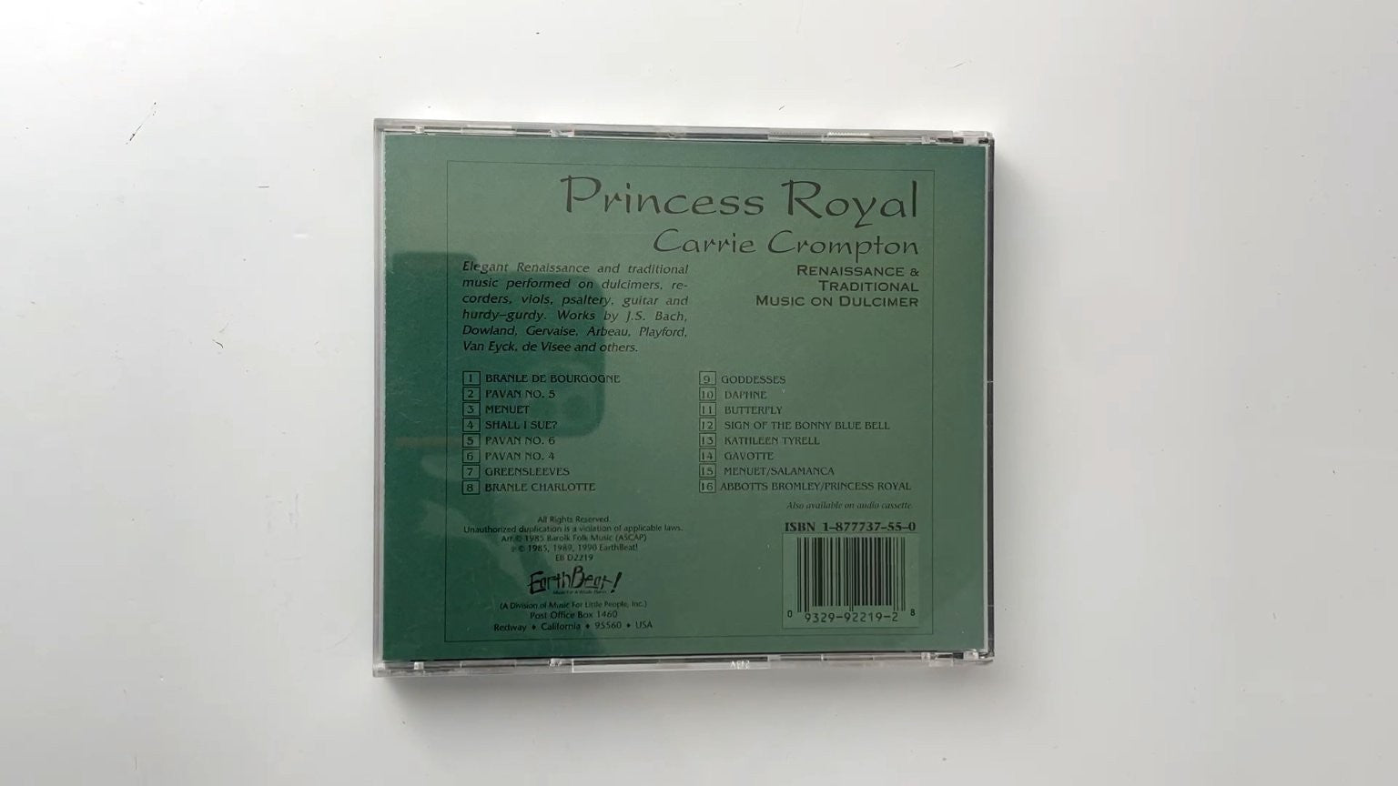Carrie Crompton - Princess Royal CD 1990 Renaissance Traditional EarthBeat