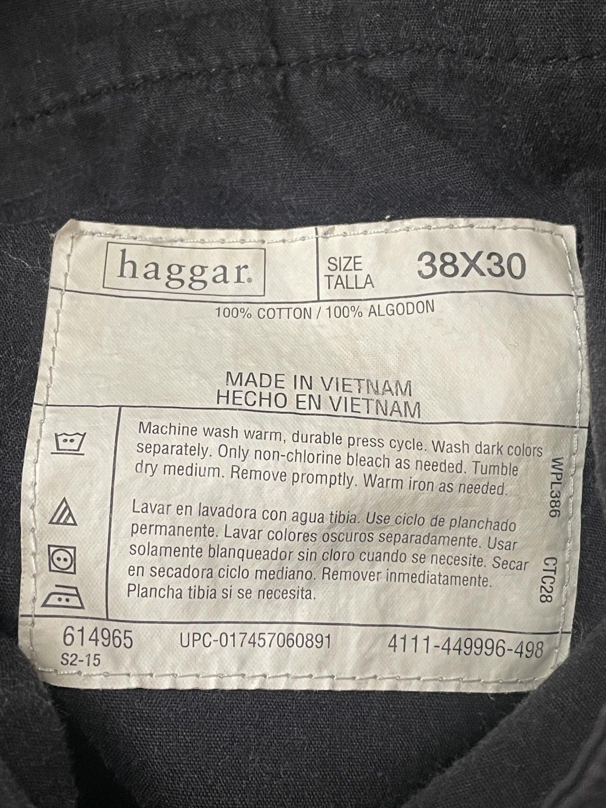 Haggar Pants Mens 38x30 Navy Blue Corduroy Classic Fit Cotton Casual Trousers