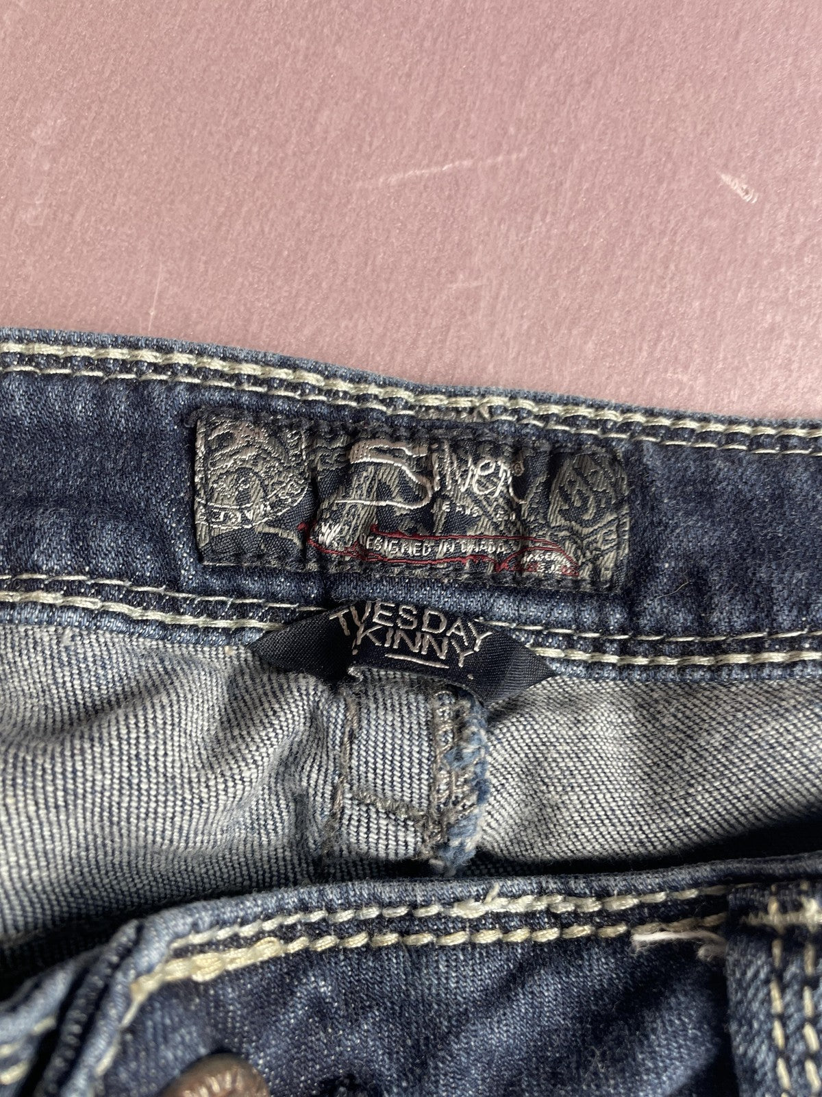 Silver Jeans Co Jeans Womens W27 L31 Blue Tuesday Skinny Distressed Embroidered