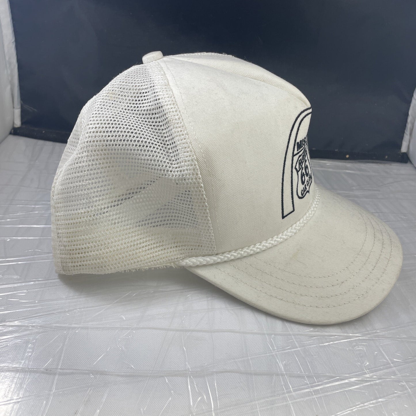 Vintage Rare Missouri Route 66 Car Club White Ball Cap Hat Adjustable Union Made
