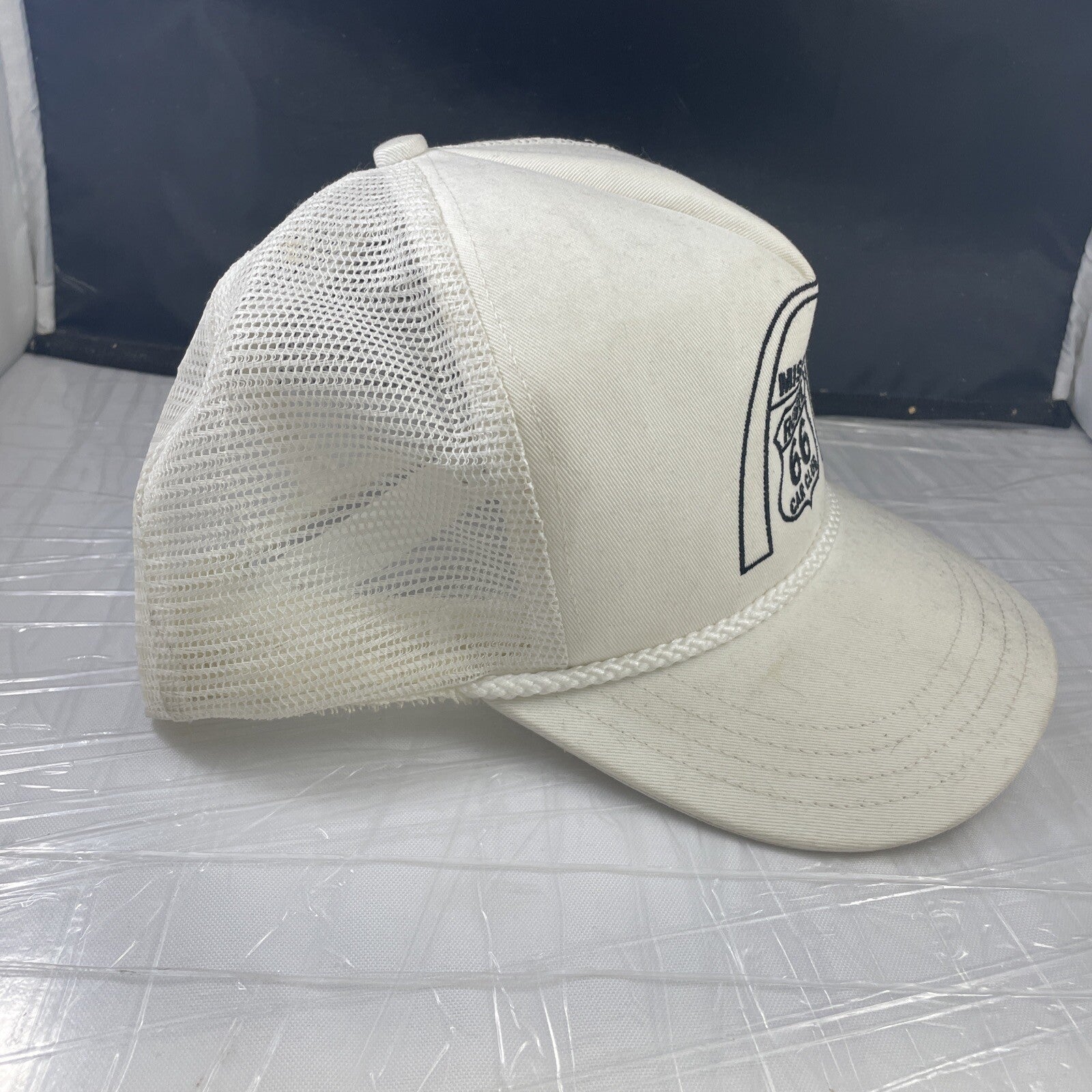 Vintage Rare Missouri Route 66 Car Club White Ball Cap Hat Adjustable Union Made