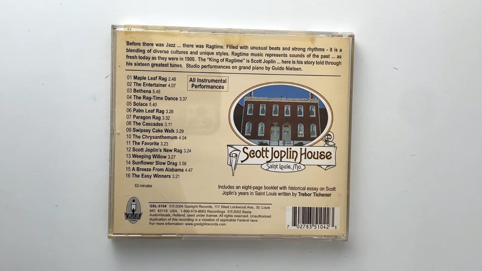 Scott Joplin - King of Ragtime CD 2004 Greatest Hits Ragtime Gaslight